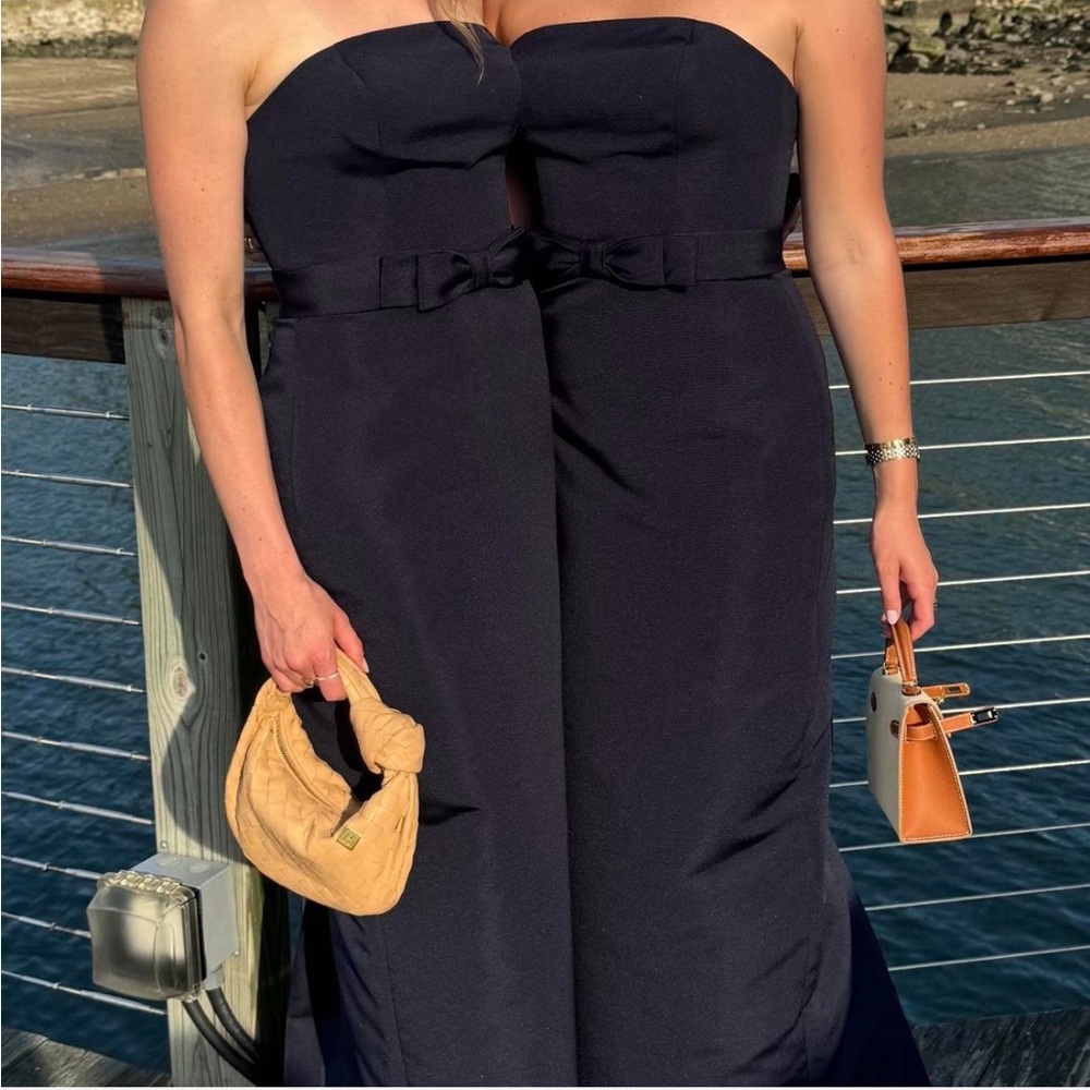 Amsale Strapless Navy Dress